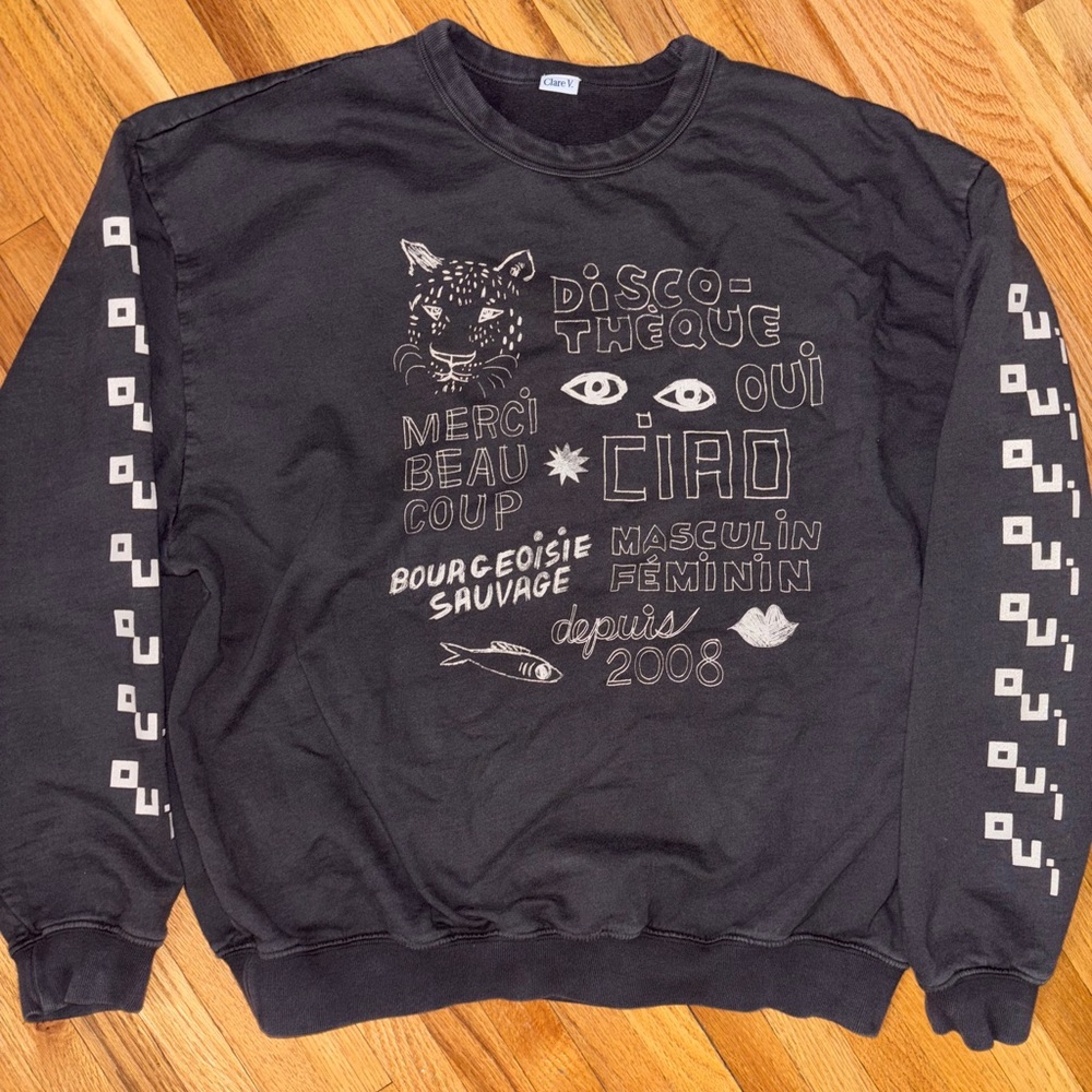 Clare V. Women’s Oversized Sweatshirt Charcoal/Cream